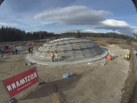 How to inflate a huge hardened concrete shell
